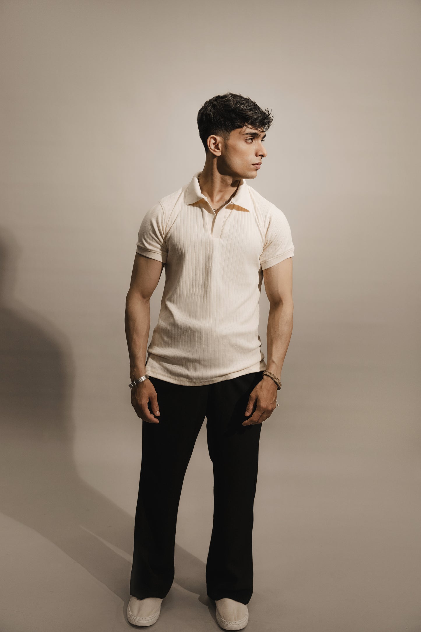 KNITTED POLO - BEIGE - MEN